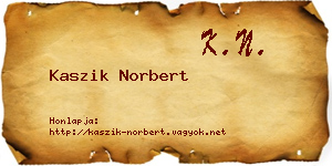 Kaszik Norbert névjegykártya